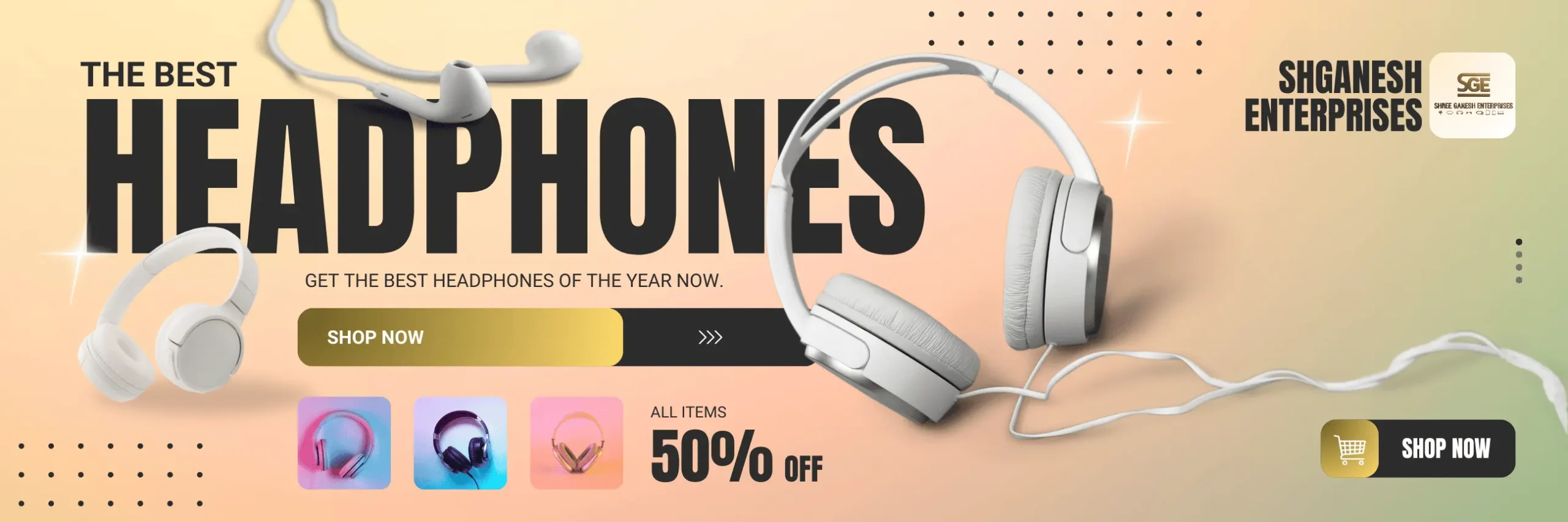 Pink and Black Headphones Billboard